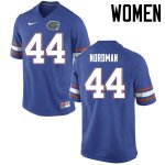 Women's Florida Gators #44 Tucker Nordman NCAA Nike Blue Authentic Stitched College Football Jersey RJN6562TK